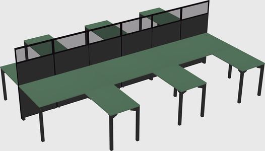Shared l-shape cubicle