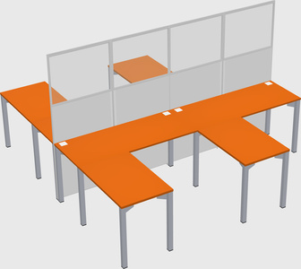 Shared l-shape cubicle