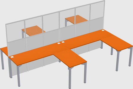 Shared l-shape cubicle