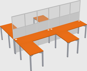 Shared l-shape cubicle