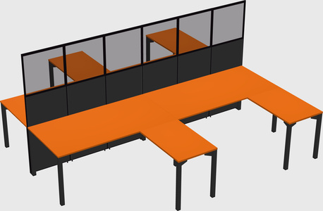 Shared l-shape cubicle