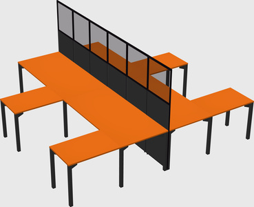 Shared l-shape cubicle