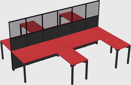 Shared l-shape cubicle