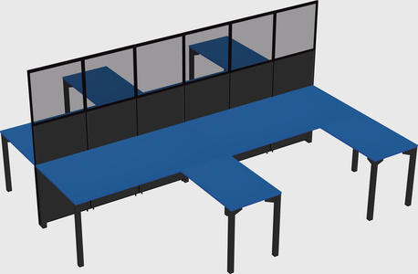 Shared l-shape cubicle