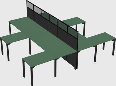 Shared l-shape cubicle