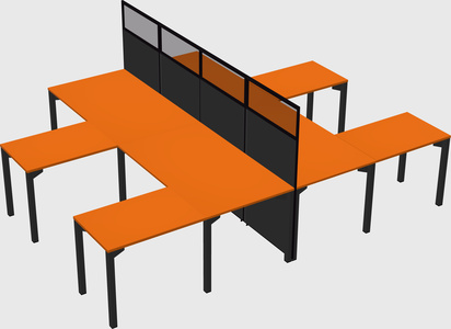 Shared l-shape cubicle
