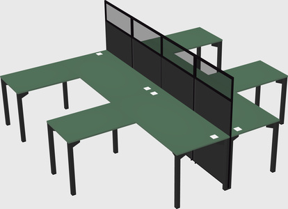 Shared l-shape cubicle