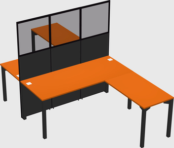 Shared l-shape cubicle