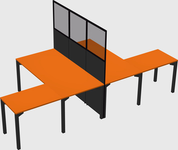 Shared l-shape cubicle