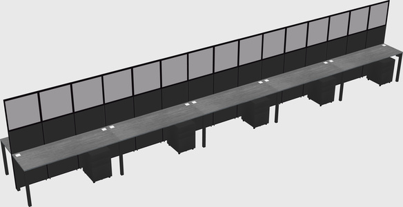 Shared rectangular cubicle
