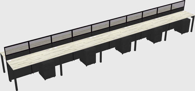 Shared rectangular cubicle