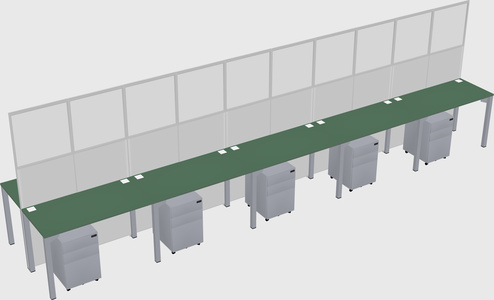 Shared rectangular cubicle