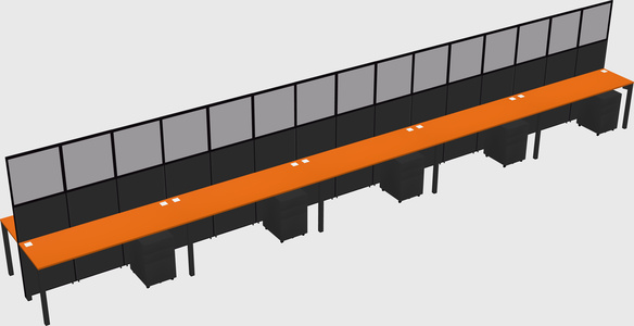 Shared rectangular cubicle