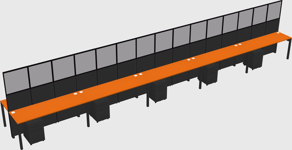 Shared rectangular cubicle