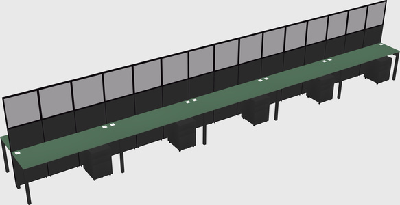 Shared rectangular cubicle