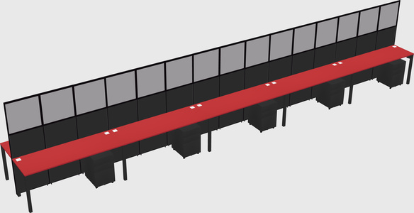 Shared rectangular cubicle