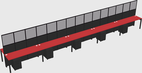 Shared rectangular cubicle