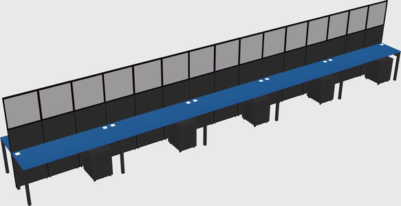 Shared rectangular cubicle