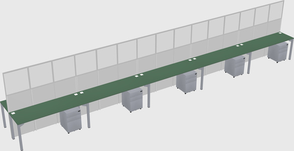 Shared rectangular cubicle