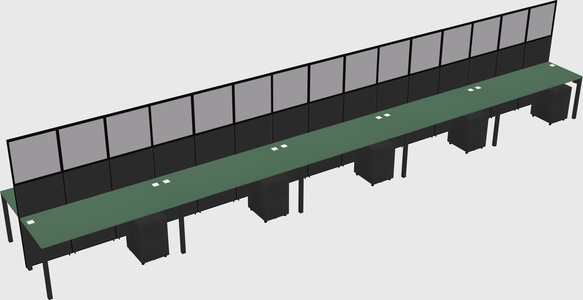 Shared rectangular cubicle
