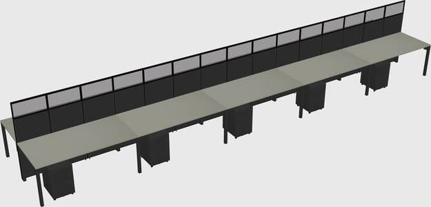 Shared rectangular cubicle