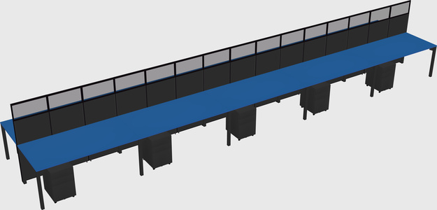 Shared rectangular cubicle