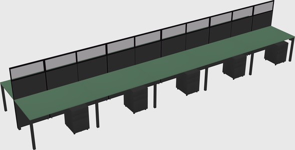 Shared rectangular cubicle