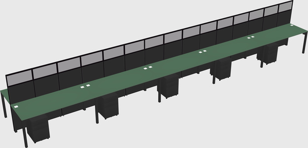 Shared rectangular cubicle