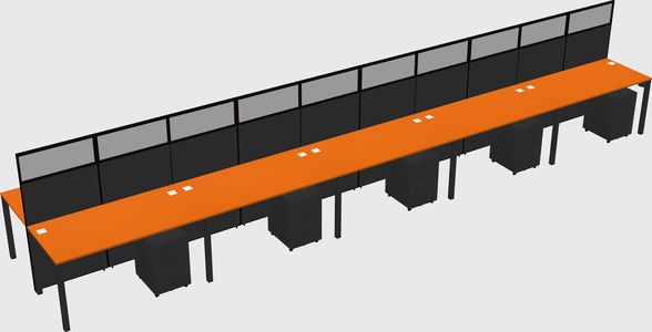 Shared rectangular cubicle