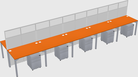 Shared rectangular cubicle