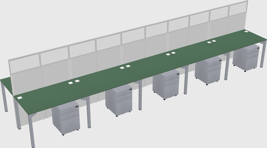 Shared rectangular cubicle