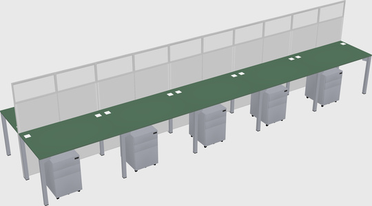 Shared rectangular cubicle