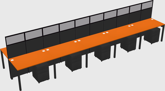 Shared rectangular cubicle