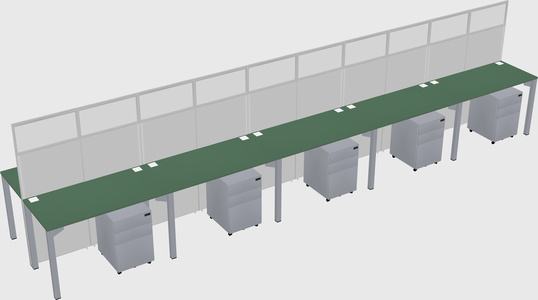 Shared rectangular cubicle