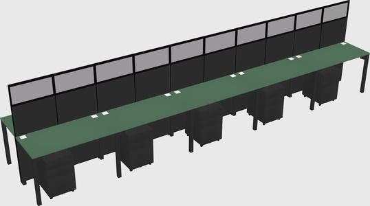 Shared rectangular cubicle