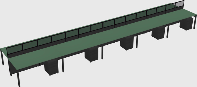 Shared rectangular cubicle