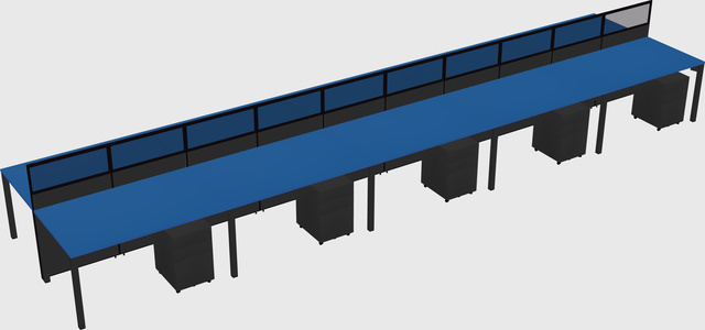Shared rectangular cubicle