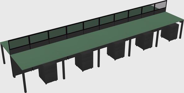 Shared rectangular cubicle