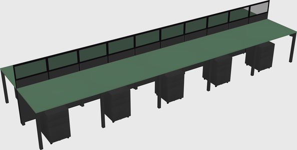 Shared rectangular cubicle