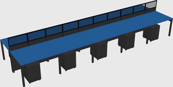 Shared rectangular cubicle