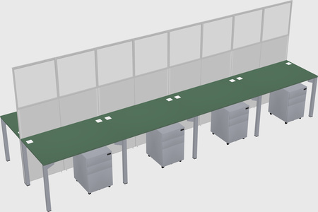 Shared rectangular cubicle