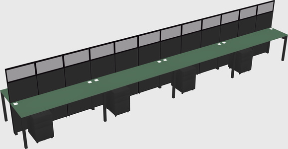 Shared rectangular cubicle