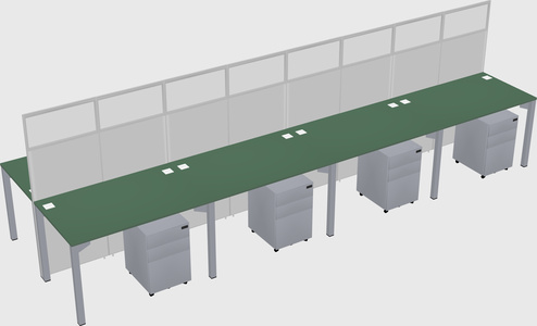 Shared rectangular cubicle
