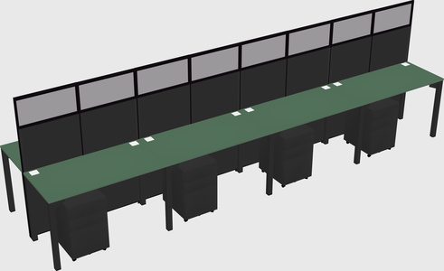 Shared rectangular cubicle