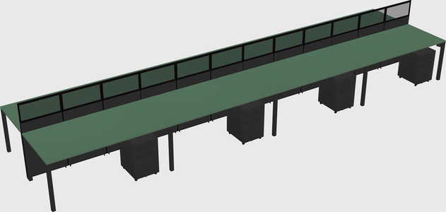 Shared rectangular cubicle