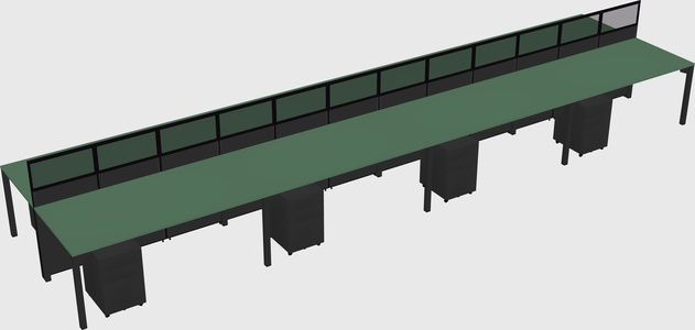 Shared rectangular cubicle