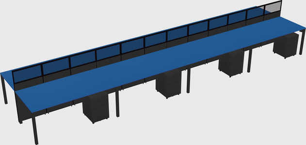 Shared rectangular cubicle