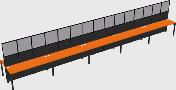 Shared rectangular cubicle