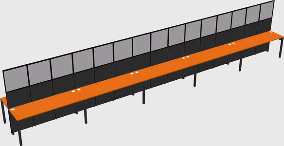 Shared rectangular cubicle