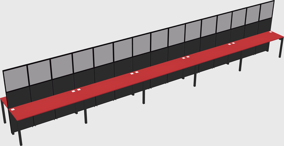 Shared rectangular cubicle
